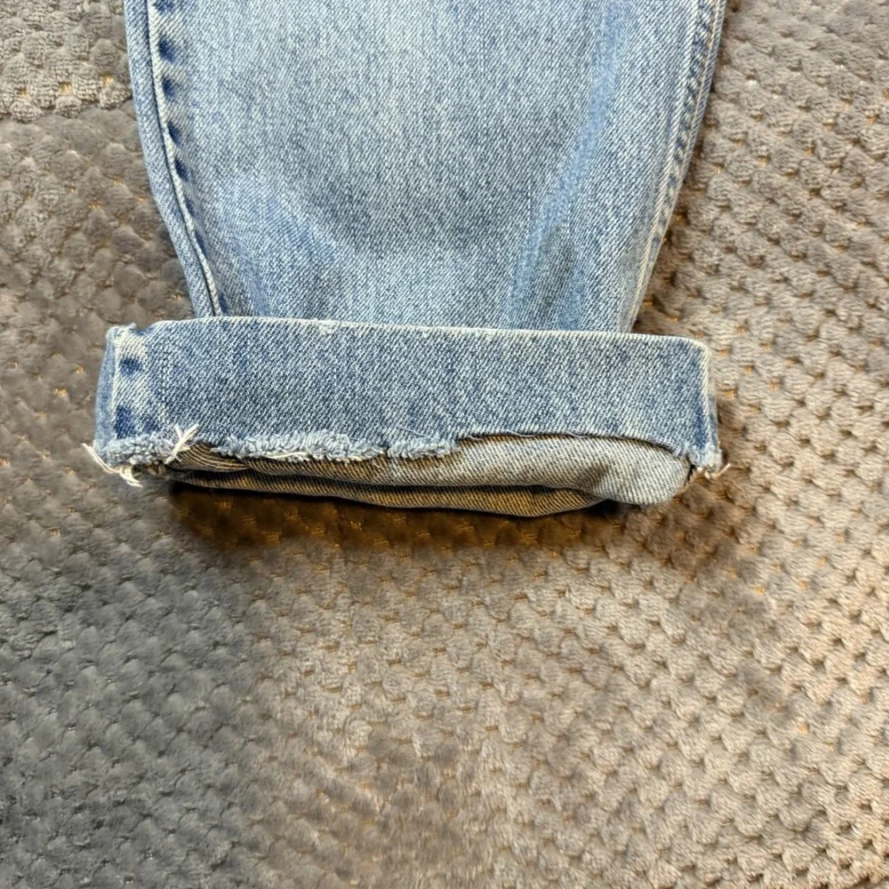 Levis 505 Mens Regular Fit Straight Leg Jeans Light Wash Blue 33x30 Denim Hemmed